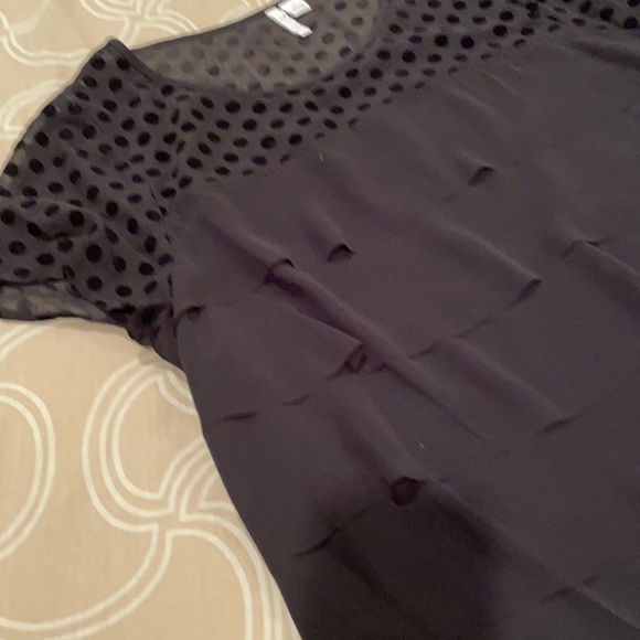 Elle top, black polyester, sheer dotted Swiss, M - Picture 5 of 8